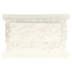 Tulle trim flowers with sequins-beads 80mm - 6.6m