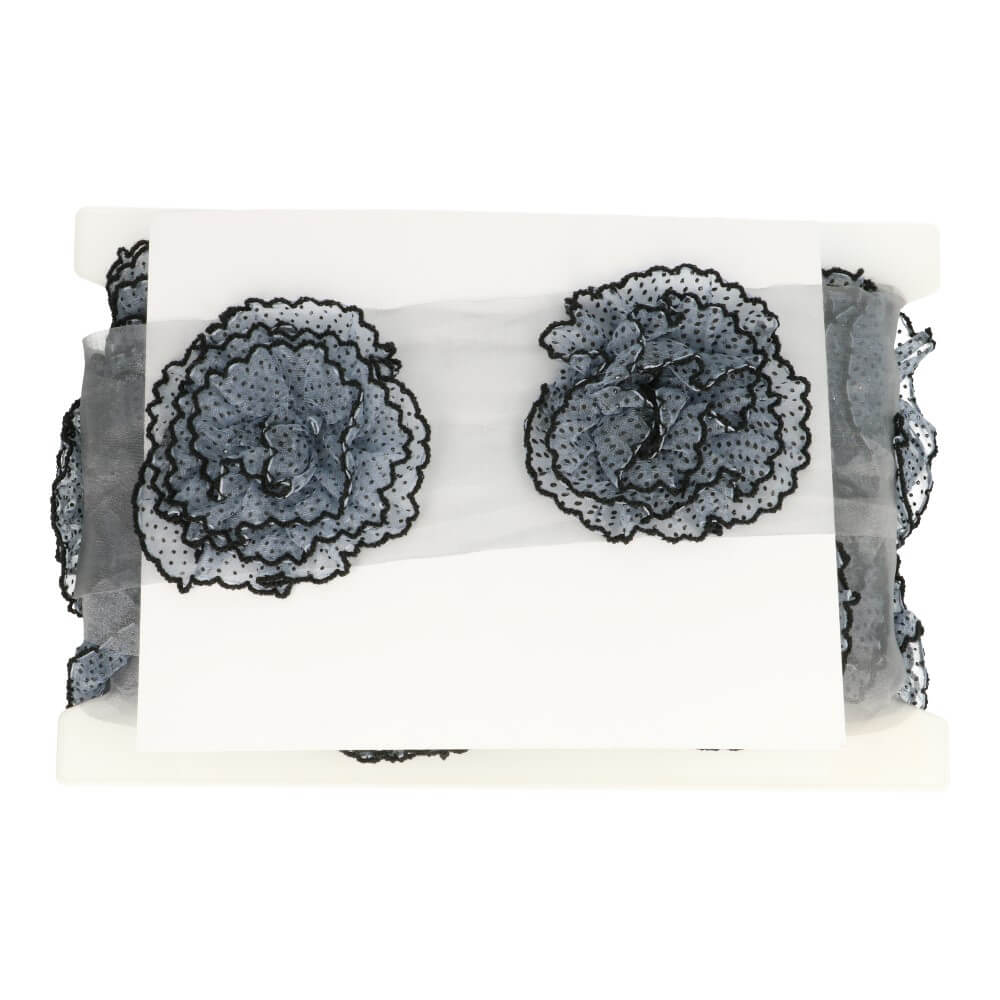Trim sheer ribbon with spotted flowers - 4.5m