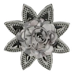 Satin rose on star with rhinestones - 5pcs