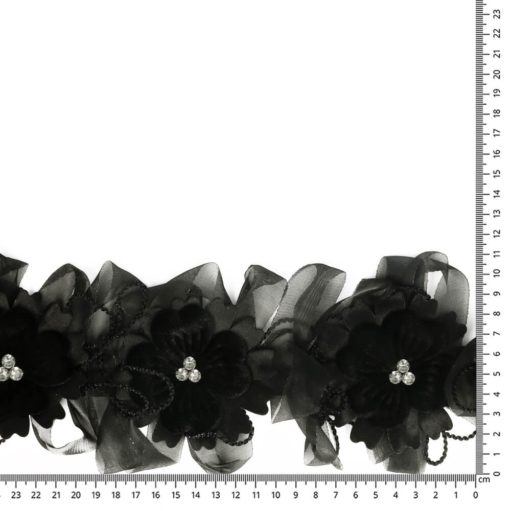 Ribbon floral with diamantes 110mm - 10m - 000