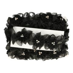 Trim ruffled organza-flowers 70mm - 5m