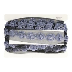 Trim tulle with ribbon flowers 60mm - 13m