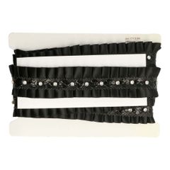 Band mit Diamant und Lackleder Rüschen 40mm - 5m - 000