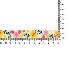 Geweven band vlinders-bloemen 17mm - 25m