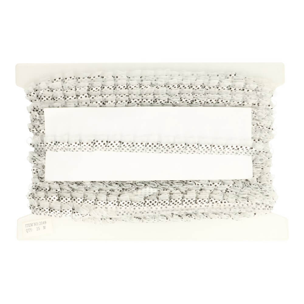 Rimpel nylon met stippen 20mm - 25m