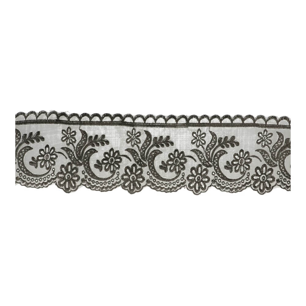 Organza zwart geborduurd - 13,8m - 000