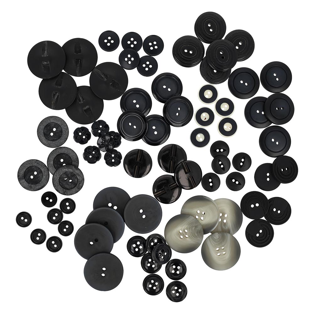 Knopen assortiment zwart - 15 kokers - 1st