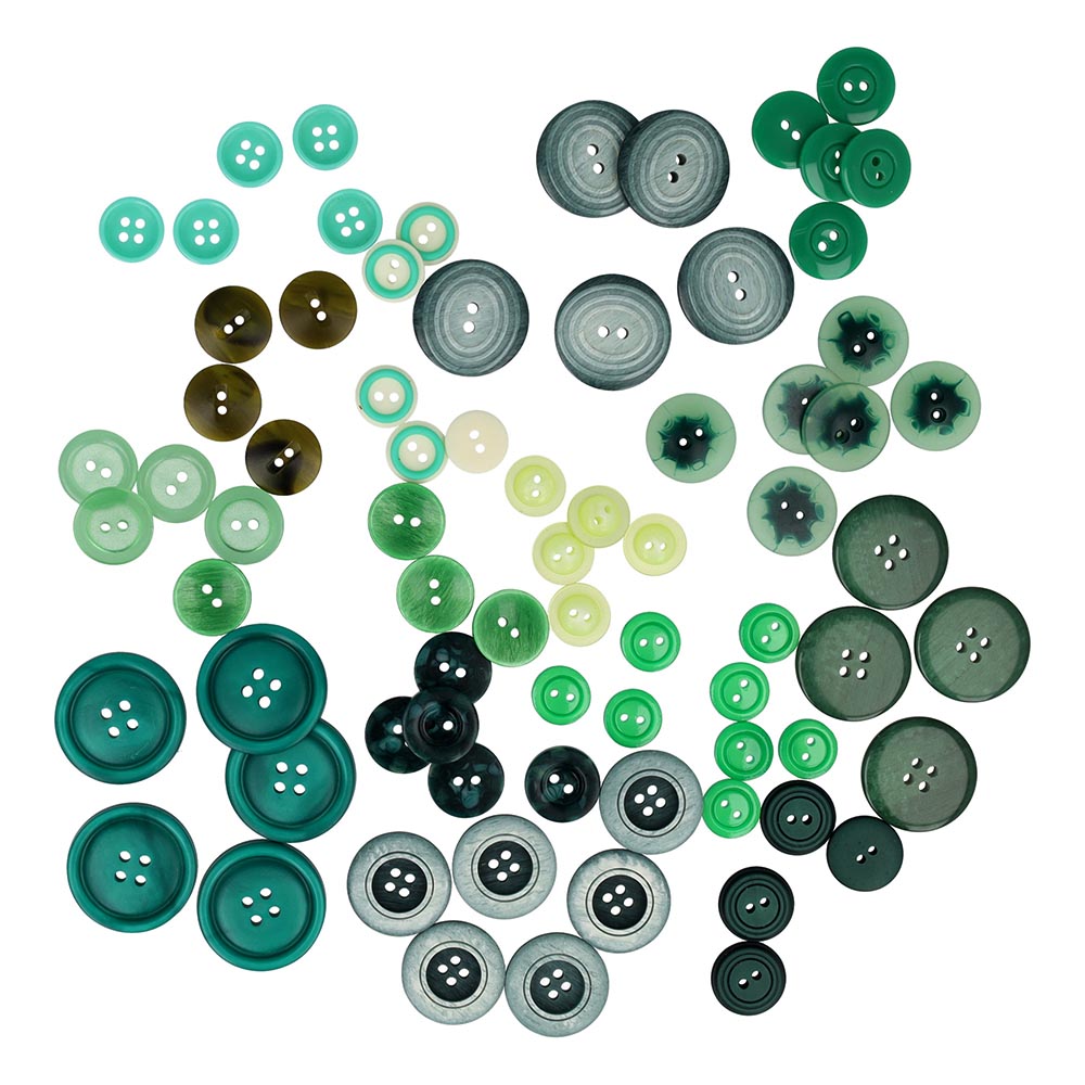 Knopen assortiment groen - 15 kokers - 1st