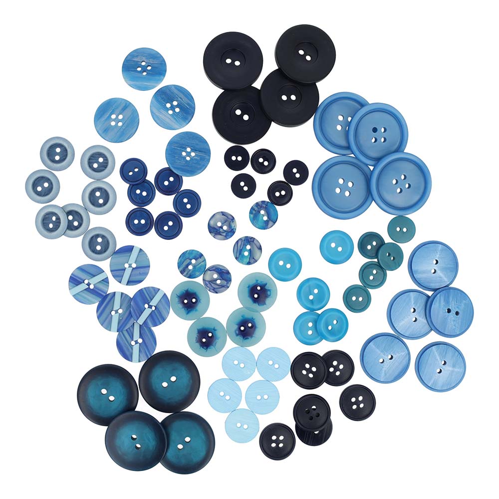 Knopen assortiment blauw - 15 kokers - 1st