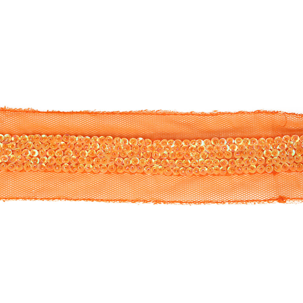 Tüllband mit Pailletten handgefertigt 45mm - 6m