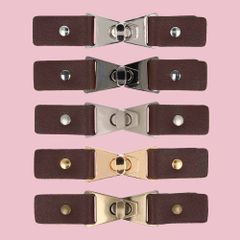 Schnalle dunkelbraun Leder-Nickel 5cm -10Stk