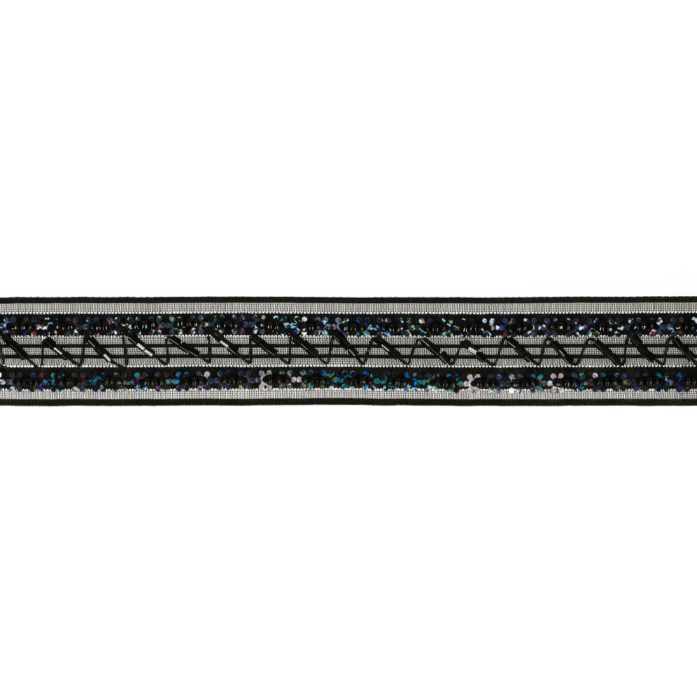 Ribbon with beads, flowers and sequins - 2m