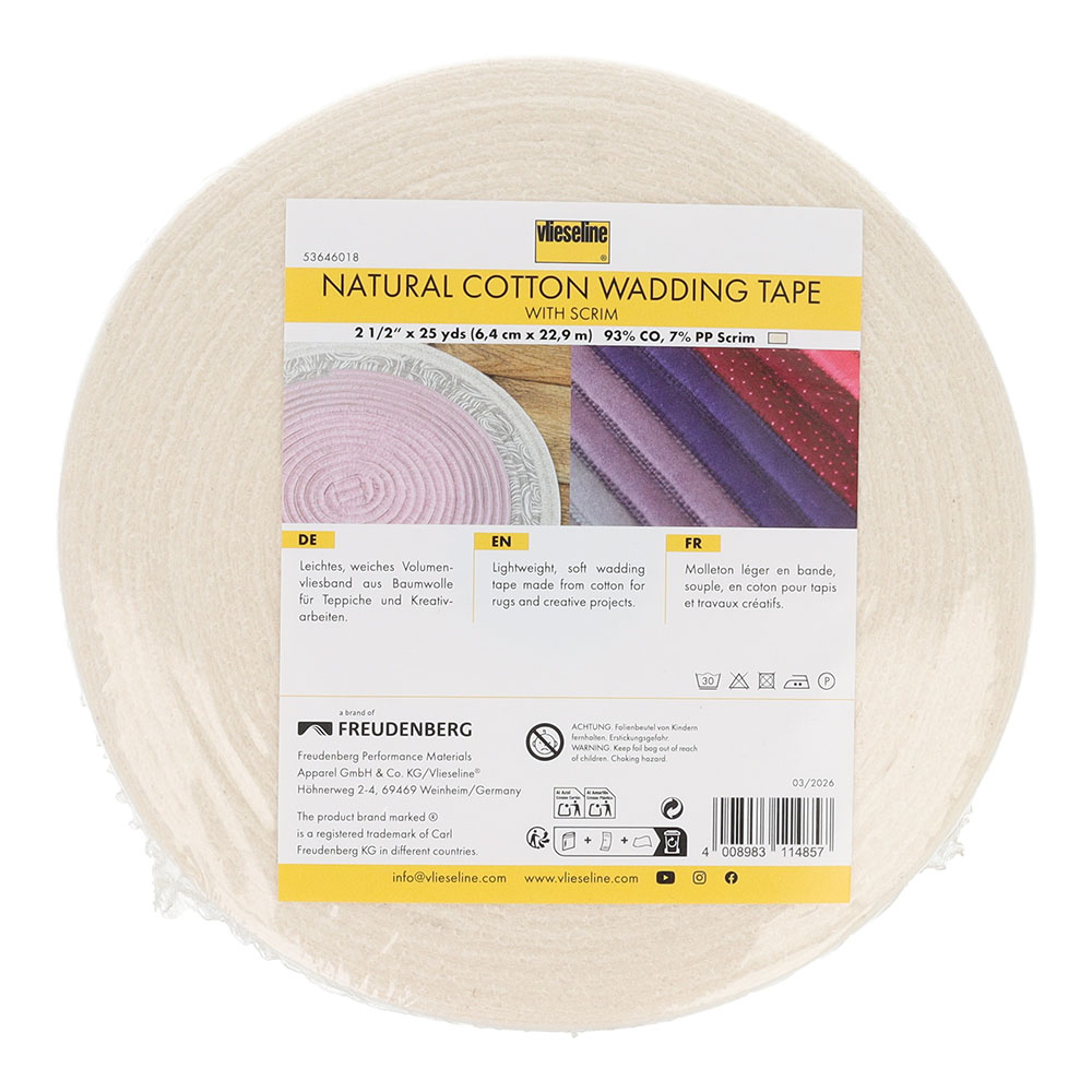 Vlieseline Natural Cotton Wadding Tape 6,4cm beige - 1x22,9m