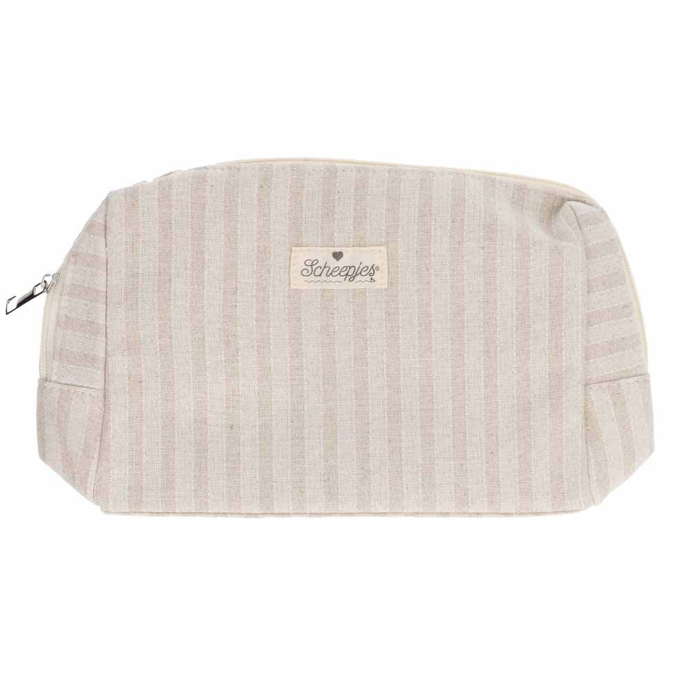 Scheepjes Project bag w. zipper 24x16x8cm striped beige -1pc