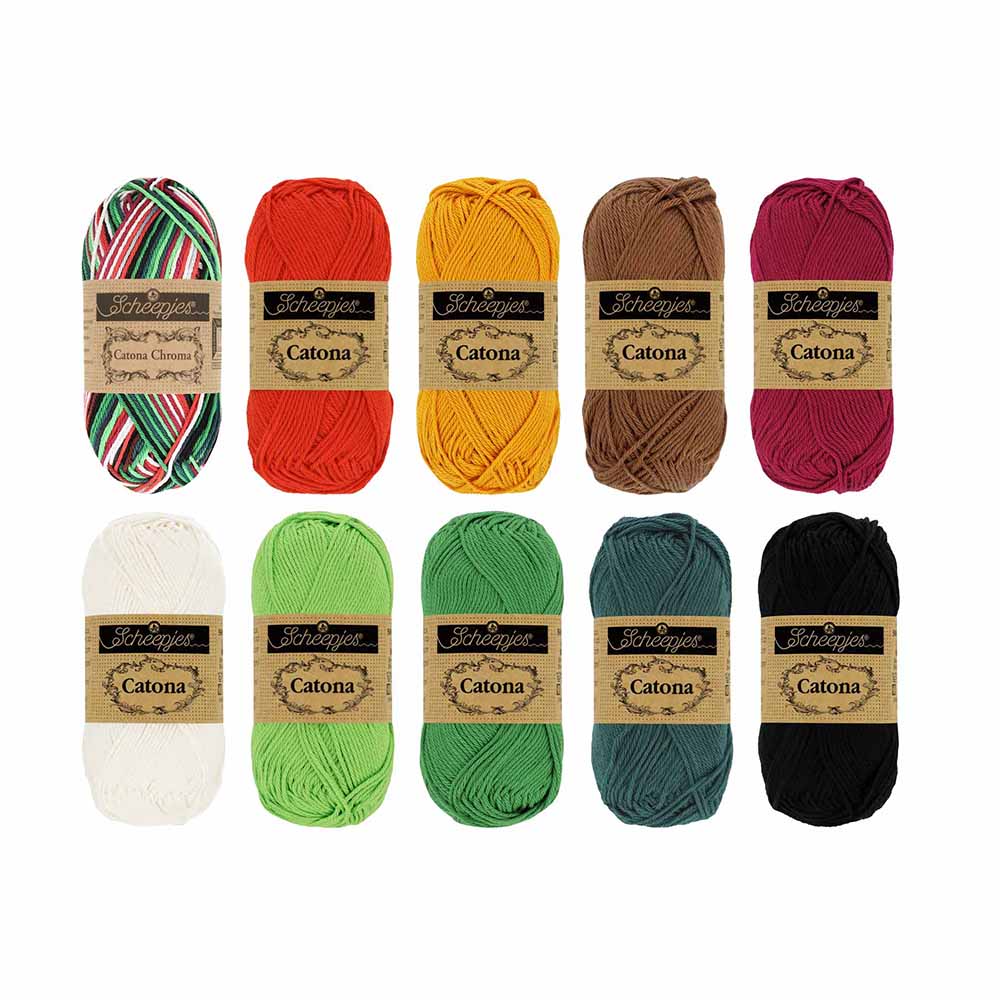 Scheepjes Catona en Chroma colour pack 10x25g - Christm. Tr.