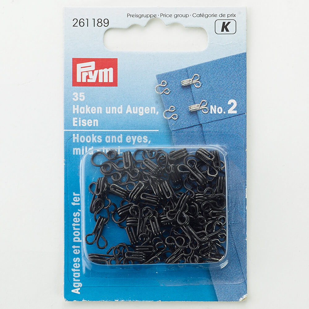 Prym Haken en ogen ijzer nr.2 zwart - 5x35st