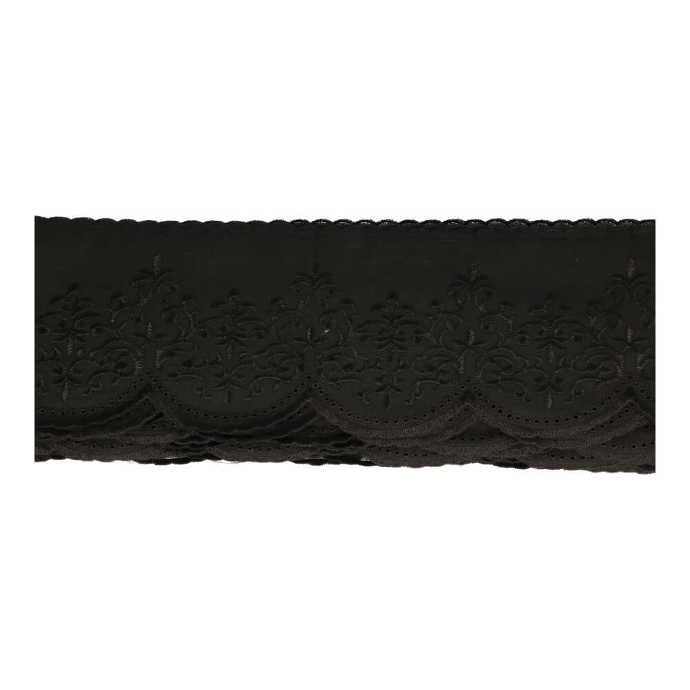 Broderie anglaise shiny 100mm black - 13m