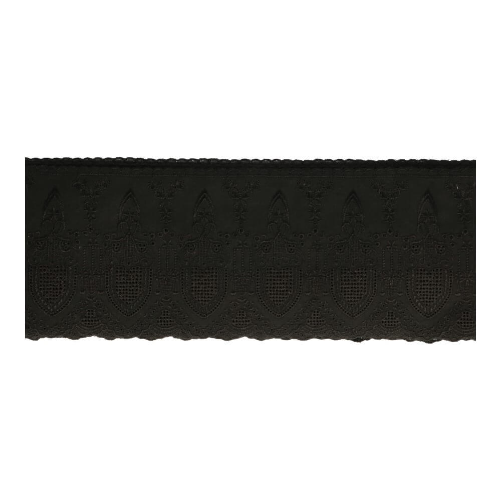 Broderie glans 115mm zwart - 13m