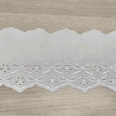 Broderie anglaise trim satin sheen white - 13.8m