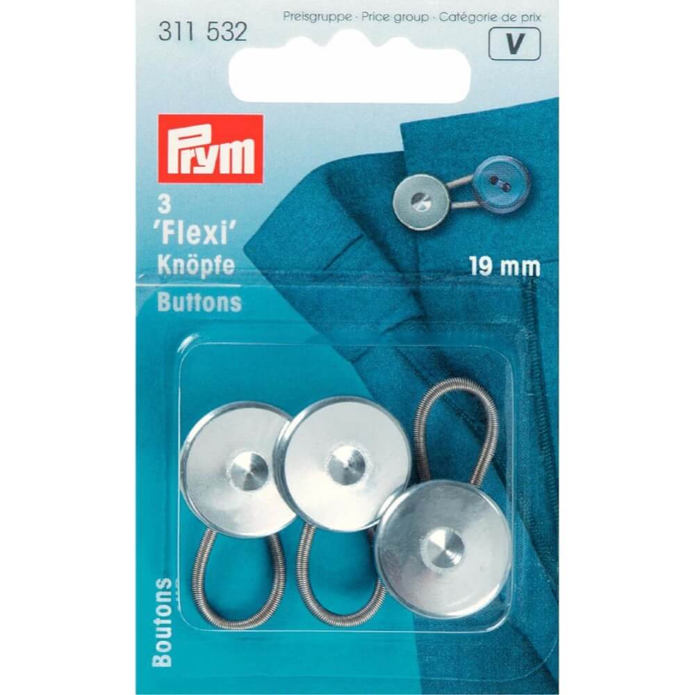 Prym Flexi-knopen met lus 19mm zilver - 5x3st