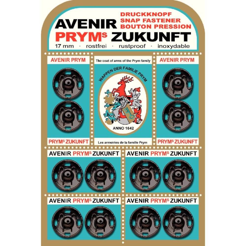 Prym Aannaaidrukknoop messing 17mm zwart - 5x12st