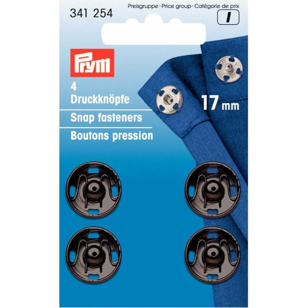 Prym Aannaaidrukknoop messing 17mm zwart - 5x4st