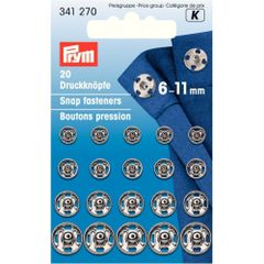 Prym Annäh-Druckknopf Messing Sort. 6-11mm - 5x20Stk
