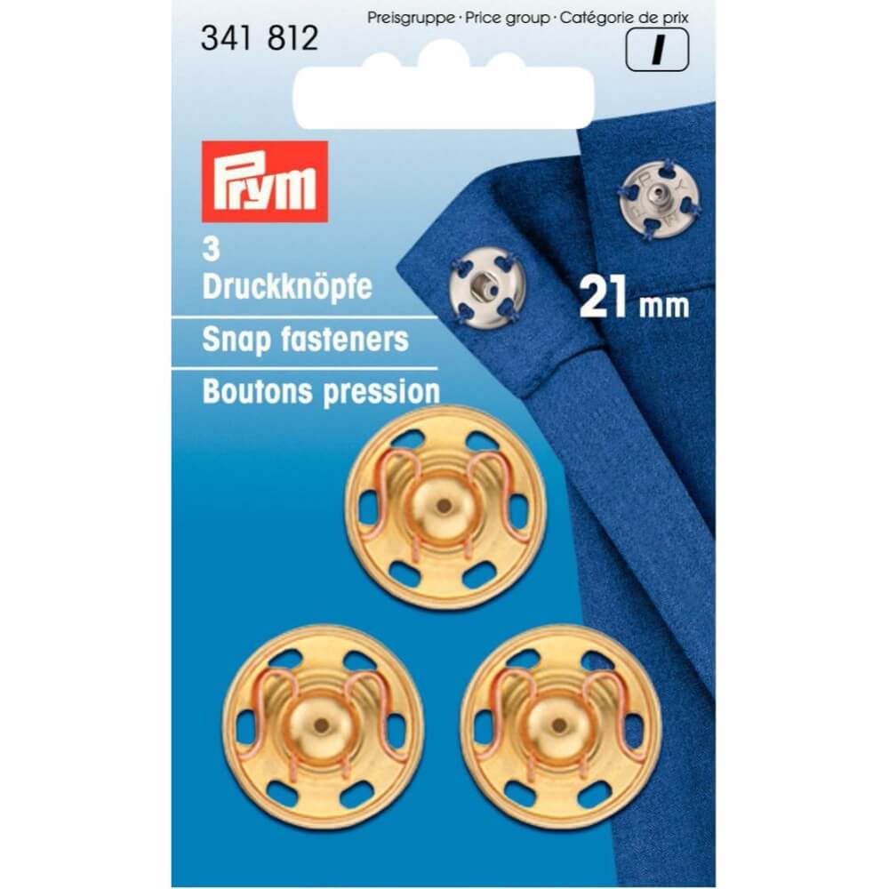 Prym Aannaaidrukknoop messing 21mm goud - 5x3st