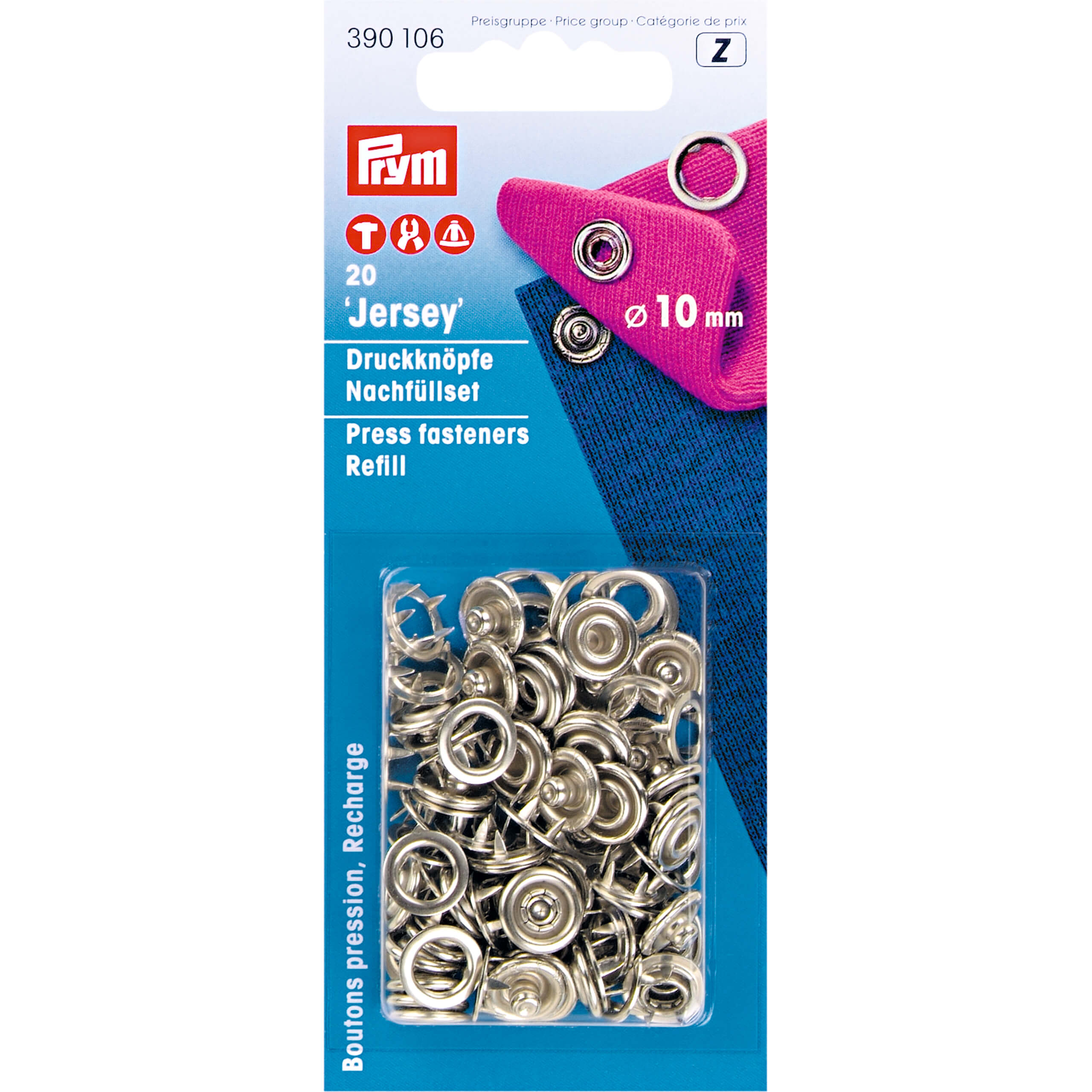 Prym Naaivrijdrukknoop navulling 10mm zilver - 5x20st