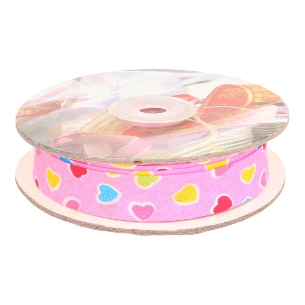 Schrägband 20mm Herzchen - 20m