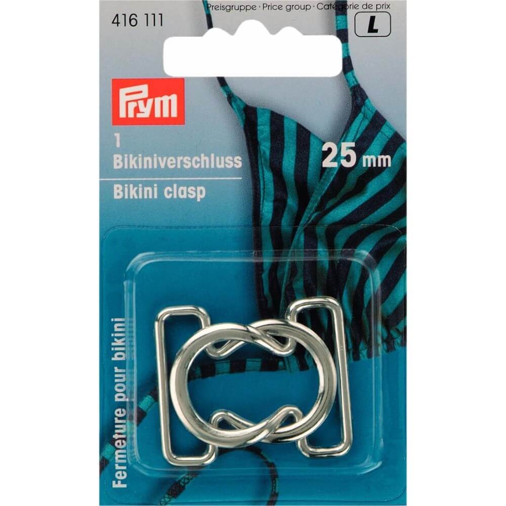 Prym Bikini-ceintuursluiting staal lus 25mm zilver - 5st