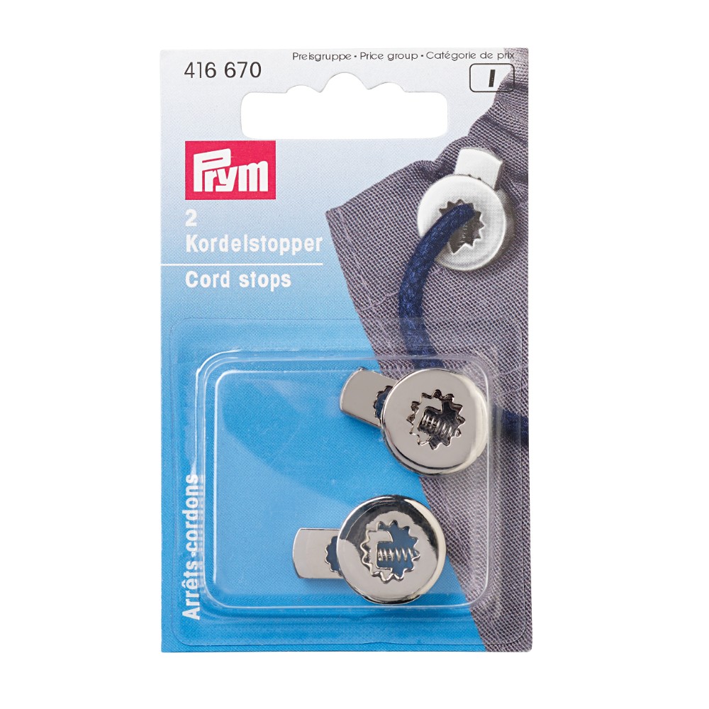 Prym Cord stopper round 1-hole silver - 5x2pcs