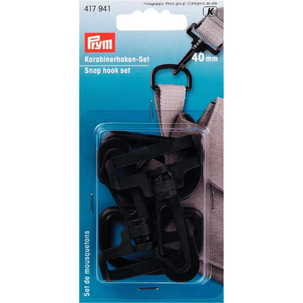 Prym Snap hook set 40mm black - 5x2pcs