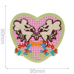 Pronty Iron-on patch heart with Cupid 90x95mm - 5pcs