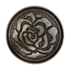 Button metal rose 40" - 3pcs - Ant. silv.