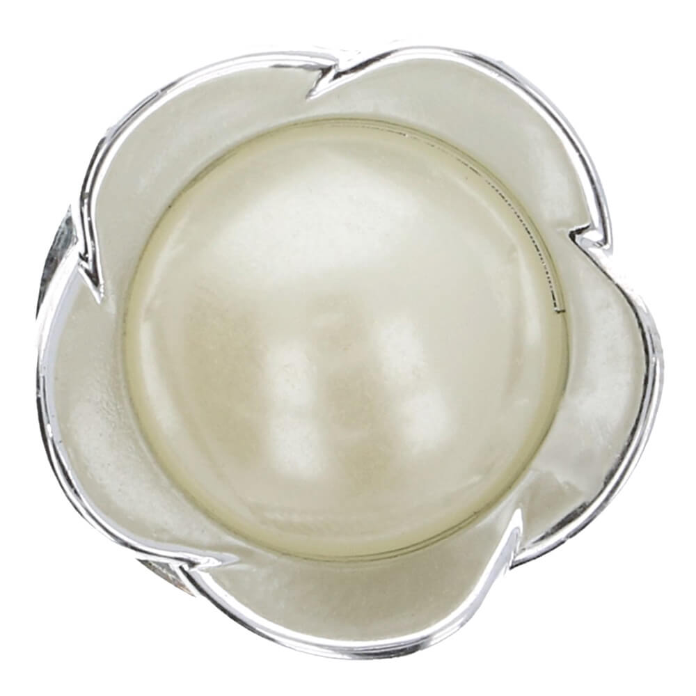 Knoop parel in bloem metaal 18" - 50st - Zilver