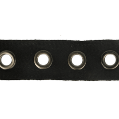 Woven eyelet ribbon 35mm black with ant. nickel - 10m