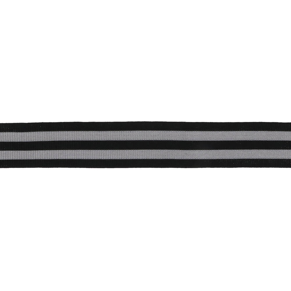 Flexibel band gestreept 35mm zwart-grijs - 25m