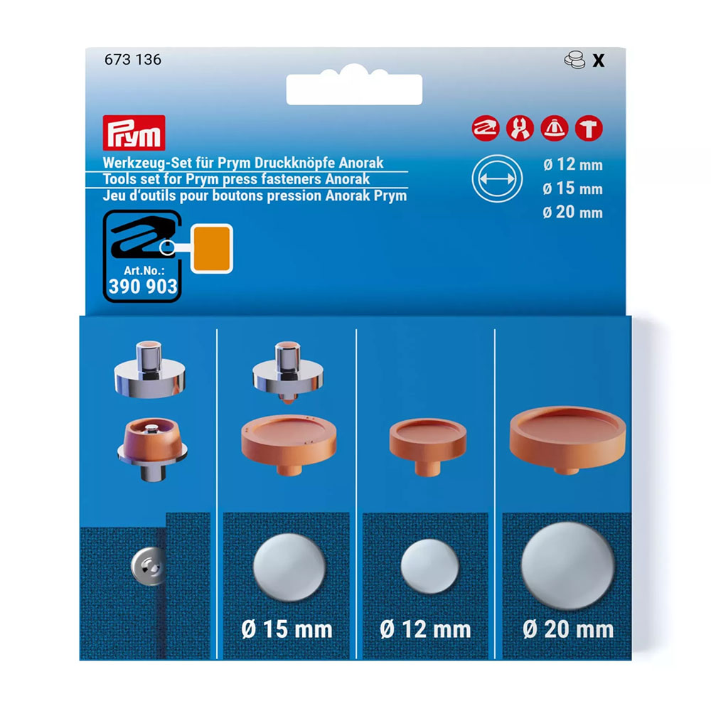 Prym tools set press fasteners Anorak 12-20mm - 3pc