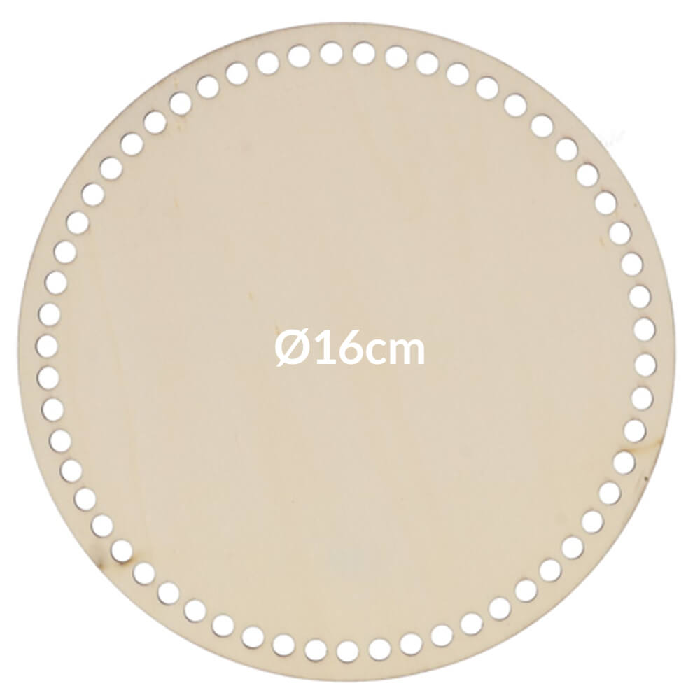 Houten tasbodem rond geperforeerd 16cm - 5st