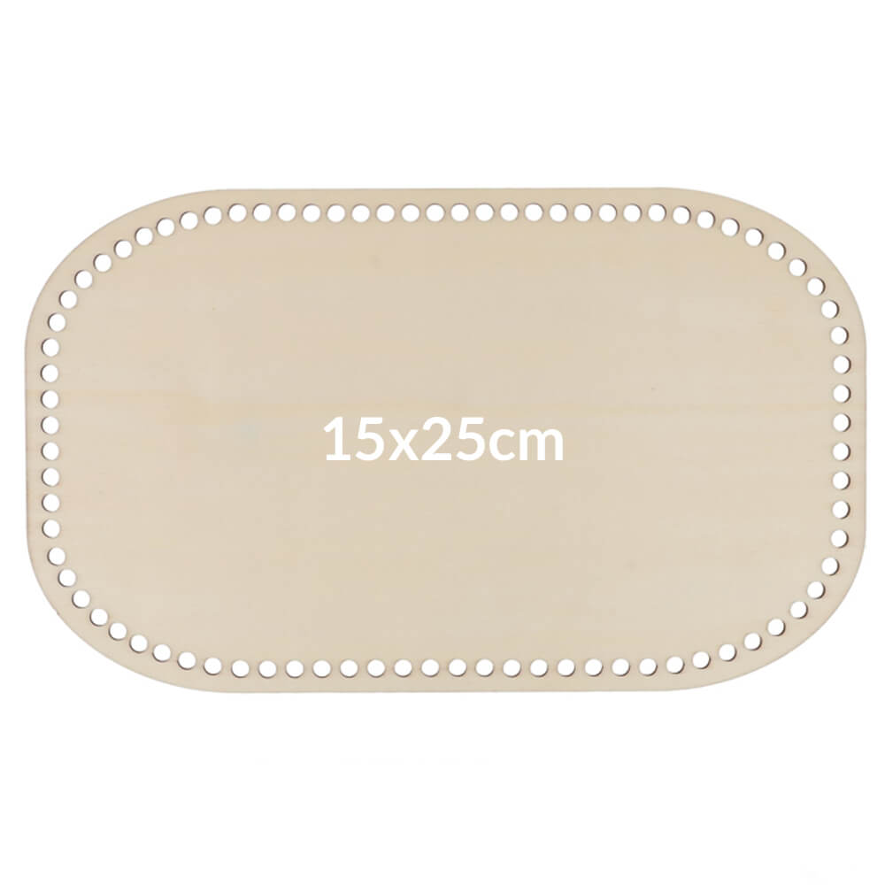 Houten tasbodem rechthoek geperforeerd 15x25cm - 5st