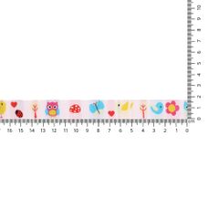 Geweven band dieren-bloemen 17mm - 25m