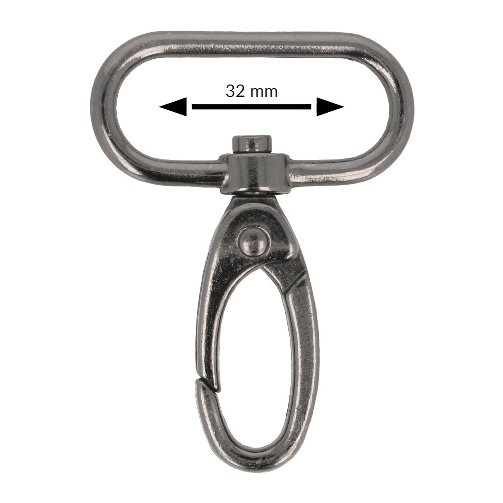 Karabinerhaken 32mm - 10Stk - Schwarz - 000