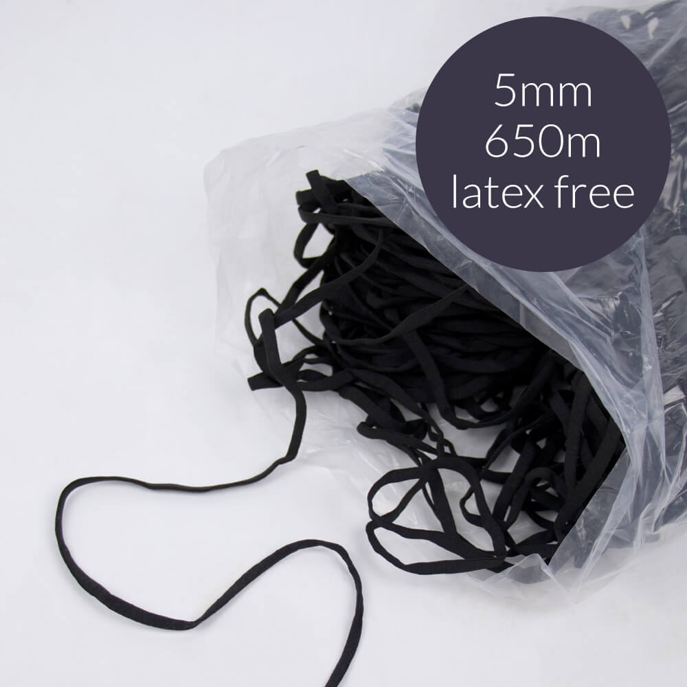 Weiches Gummiband latexfrei 5mm schwarz - 800-950m