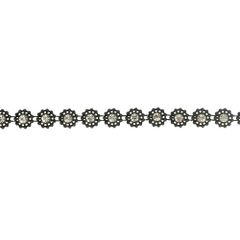 Strassband Blume große Steine schwarz - 9,2m - 000