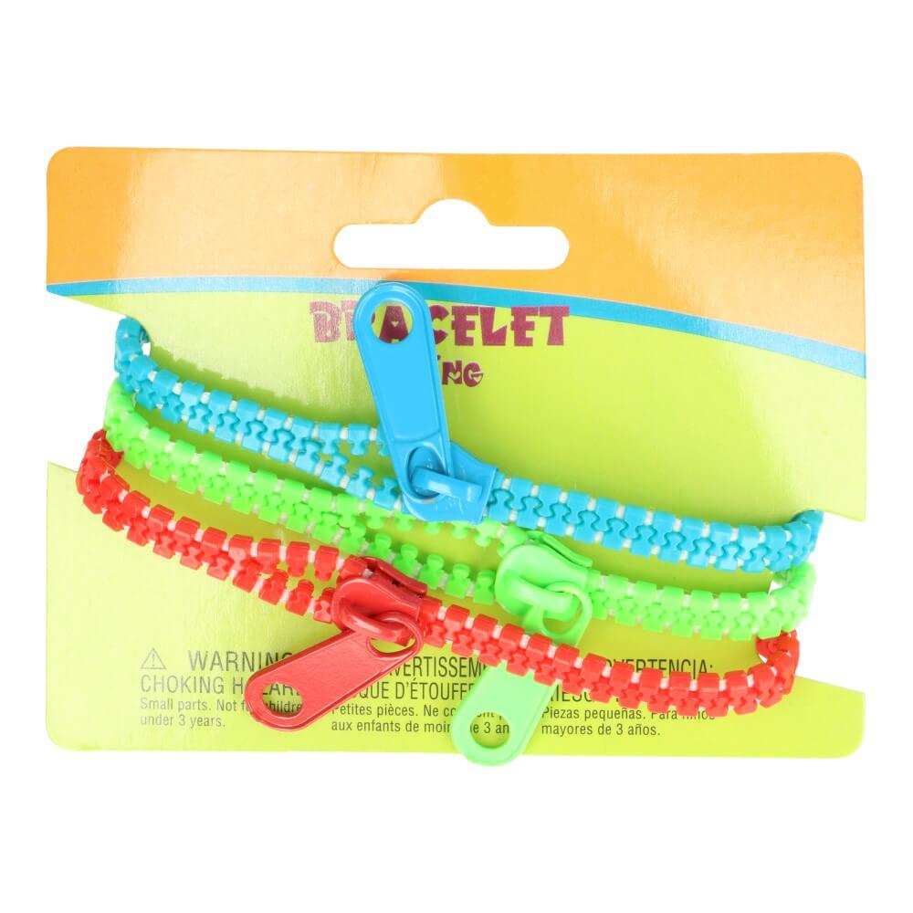 Zipper bracelet  -  3 bracelets per card  -  5pcs