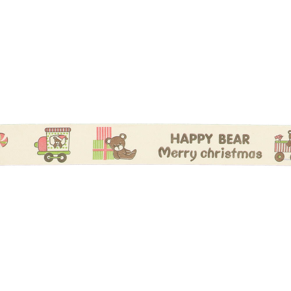 Ribbon happy bear christmas 20mm - 25m