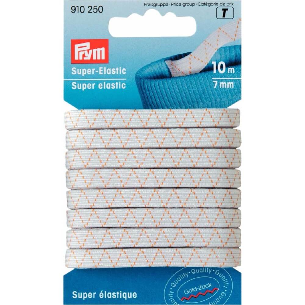 Prym Super elastiek 7mm wit - 5x10m