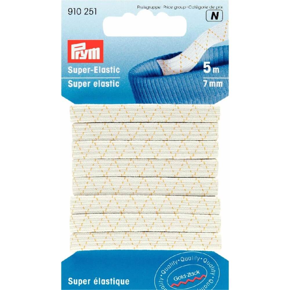 Prym Super elastiek 7mm wit - 5x5m