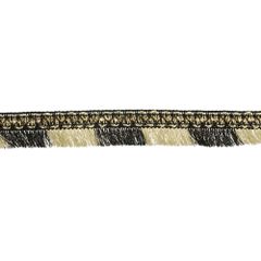 Ribbon with fringes and pearls black - 20m